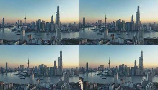 上海清晨航拍高清在线视频素材下载