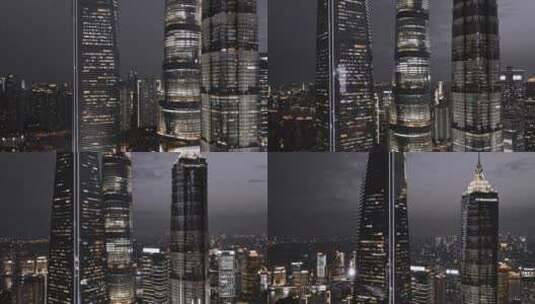 上海三件套夜景延时高清在线视频素材下载