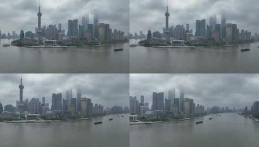 上海解封第一天陆家嘴航拍高清在线视频素材下载