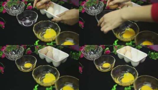 【镜头合集】碗里的鸡蛋黄高清在线视频素材下载