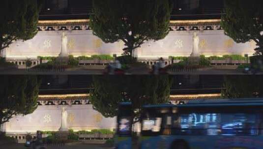绍兴秋瑾烈士纪念碑夜景视频素材高清在线视频素材下载