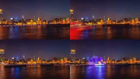 河边的车流和夜里的城市灯光高清在线视频素材下载
