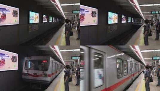 北京地铁驶进站台高清在线视频素材下载