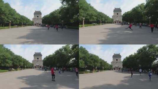 移动镜头北京钟鼓楼广场高清在线视频素材下载