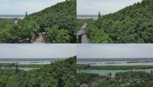 旅游景区湖南常德彭山4A景区航拍高清在线视频素材下载