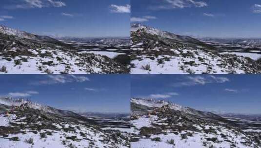 藏区高原航拍寺庙牛羊森林河流雪地转经高清在线视频素材下载