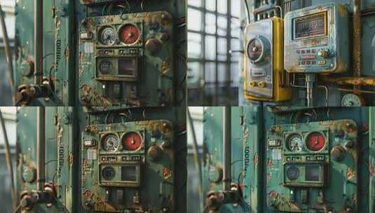 怀旧老厂房锈迹仪表 工业废墟机械电子设备高清在线视频素材下载