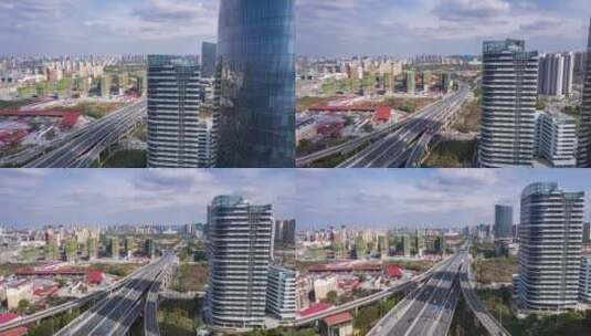 南昌城市景观交通枢纽车流立体交通高清在线视频素材下载