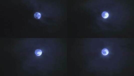 夜空中圆月从乌云中钻出 延时高清在线视频素材下载