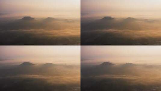 晨雾中的腾冲火山群高清在线视频素材下载