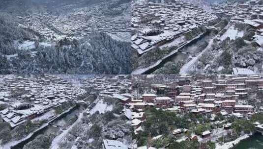 航拍雪景城市，向往这座纸醉金迷的城市高清在线视频素材下载