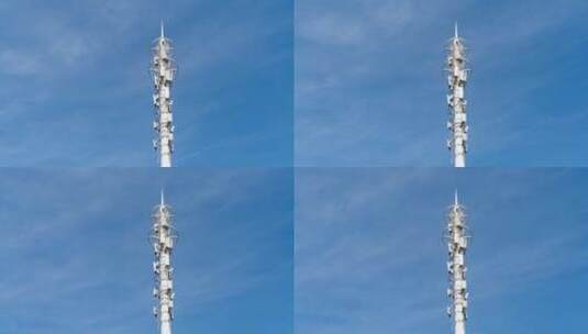 手机无线信号通讯塔上方的蓝天白云延时高清在线视频素材下载