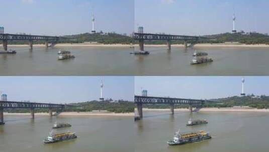 武汉长江轮渡4K航拍高清在线视频素材下载