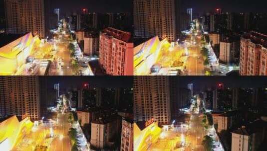 九江万达广场夜景移动延时，繁华的九江城高清在线视频素材下载