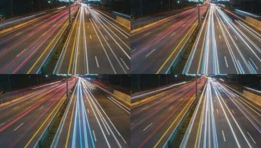 汽车穿梭马路夜景高清在线视频素材下载