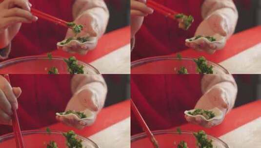 过年新年包水饺包饺子高清在线视频素材下载