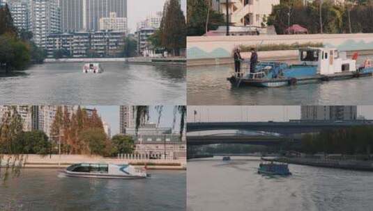 苏州河上的游艇高清在线视频素材下载