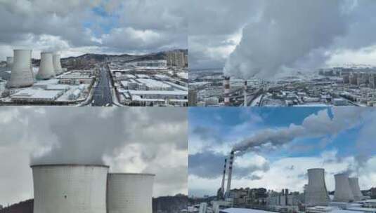 烟囱 环境污染 热力发电   发电厂高清在线视频素材下载