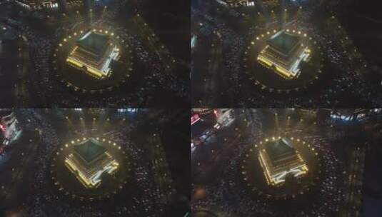 西安钟楼夜景航拍39高清在线视频素材下载