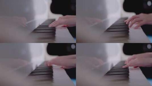 女孩弹钢琴的手部特写高清在线视频素材下载