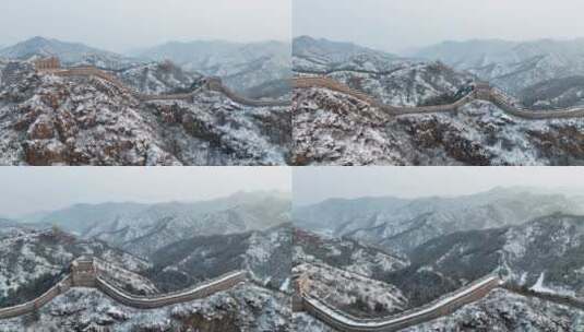 中国长城万里长城中国文化初雪冬季高清在线视频素材下载