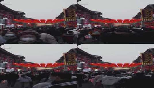 传统节日元宵节红灯笼天津古文化街庙会人群高清在线视频素材下载