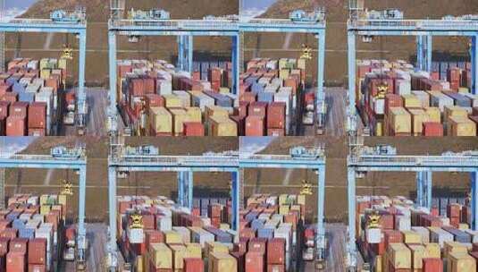 宁波北仑港集装箱码头港口高清在线视频素材下载