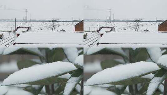 冬天冬季农村乡村鹅毛大白雪皑皑高清在线视频素材下载