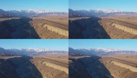新疆安集海大峡谷清晨自然风光航拍高清在线视频素材下载