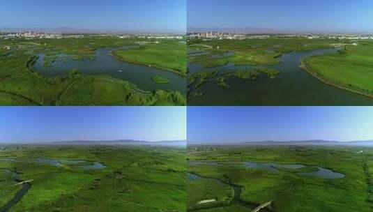 甘肃张掖湿地公园高清在线视频素材下载