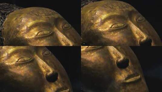 出土文物黄金覆面黄金面具高清在线视频素材下载