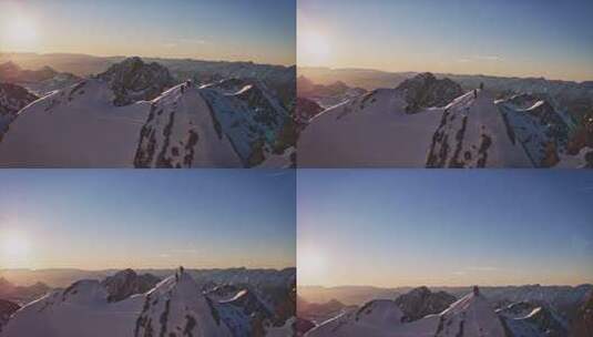 雪山山顶登顶山峰高清在线视频素材下载
