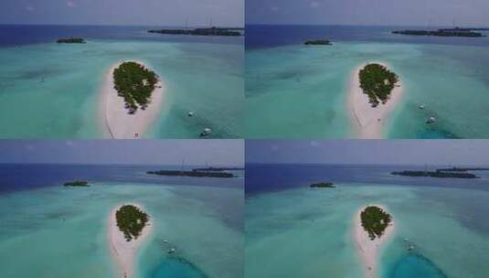 4K夏季白色天堂沙滩和蓝色海洋背景的白天空中抽象照片高清在线视频素材下载