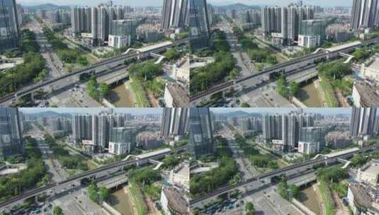 【精品】深圳城市地铁高架桥城市建设航拍高清在线视频素材下载