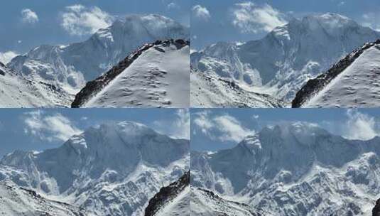 西藏日喀则市吉隆县夏村纯净雪山航拍空境高清在线视频素材下载