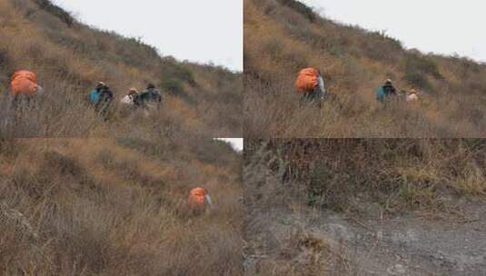 徒步旅行背包旅行越野穿越高山雪山高清在线视频素材下载