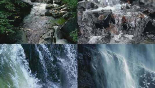 大自然瀑布，小河流水，奔腾流水高清在线视频素材下载
