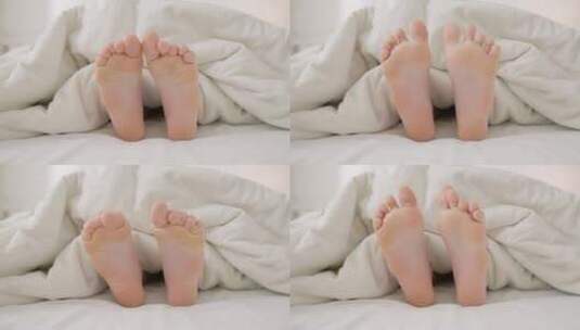卧室床上毯子下的脚  舒适高清在线视频素材下载
