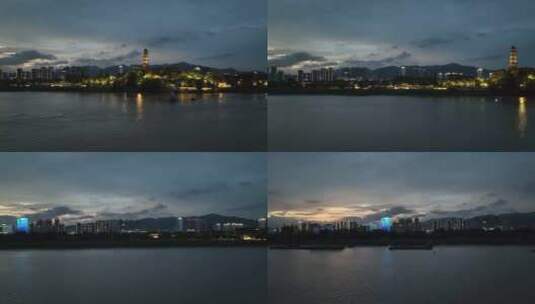 温州CBD夜景航拍高清在线视频素材下载