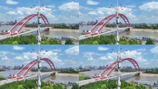 航拍武汉城市科技互联网5G基建信号塔高清在线视频素材下载
