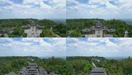 重庆大足宝顶山石刻景区大门航拍高清在线视频素材下载