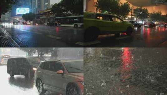 1暴雨城市道路 城市暴雨高清在线视频素材下载