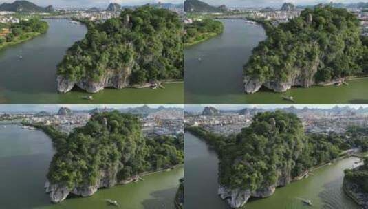 航拍广西桂林地标象鼻山高清在线视频素材下载