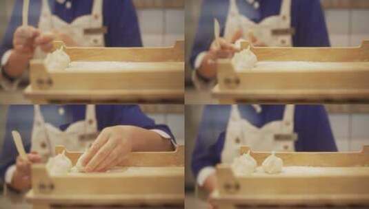 饭店制作手工水饺子高清在线视频素材下载