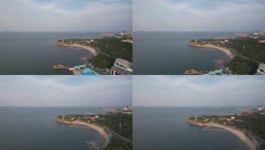 山东烟台海边岛屿沙滩礁石航拍高清在线视频素材下载