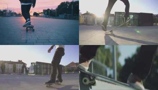 【合集】滑板少年街头炫酷滑行高清在线视频素材下载