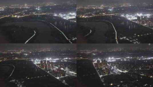 客机视角航拍城市夜景高清在线视频素材下载