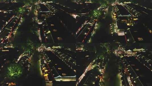 航拍古镇乌镇夜景璀璨的古镇灯火高清在线视频素材下载