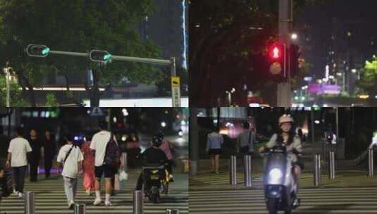 十字路口红绿灯过马路高清在线视频素材下载