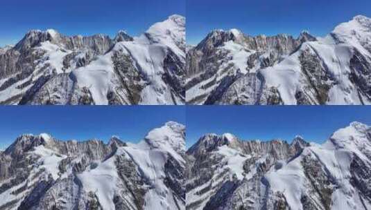 航拍川西横断山脉勒多曼因雪山山脊线风光高清在线视频素材下载